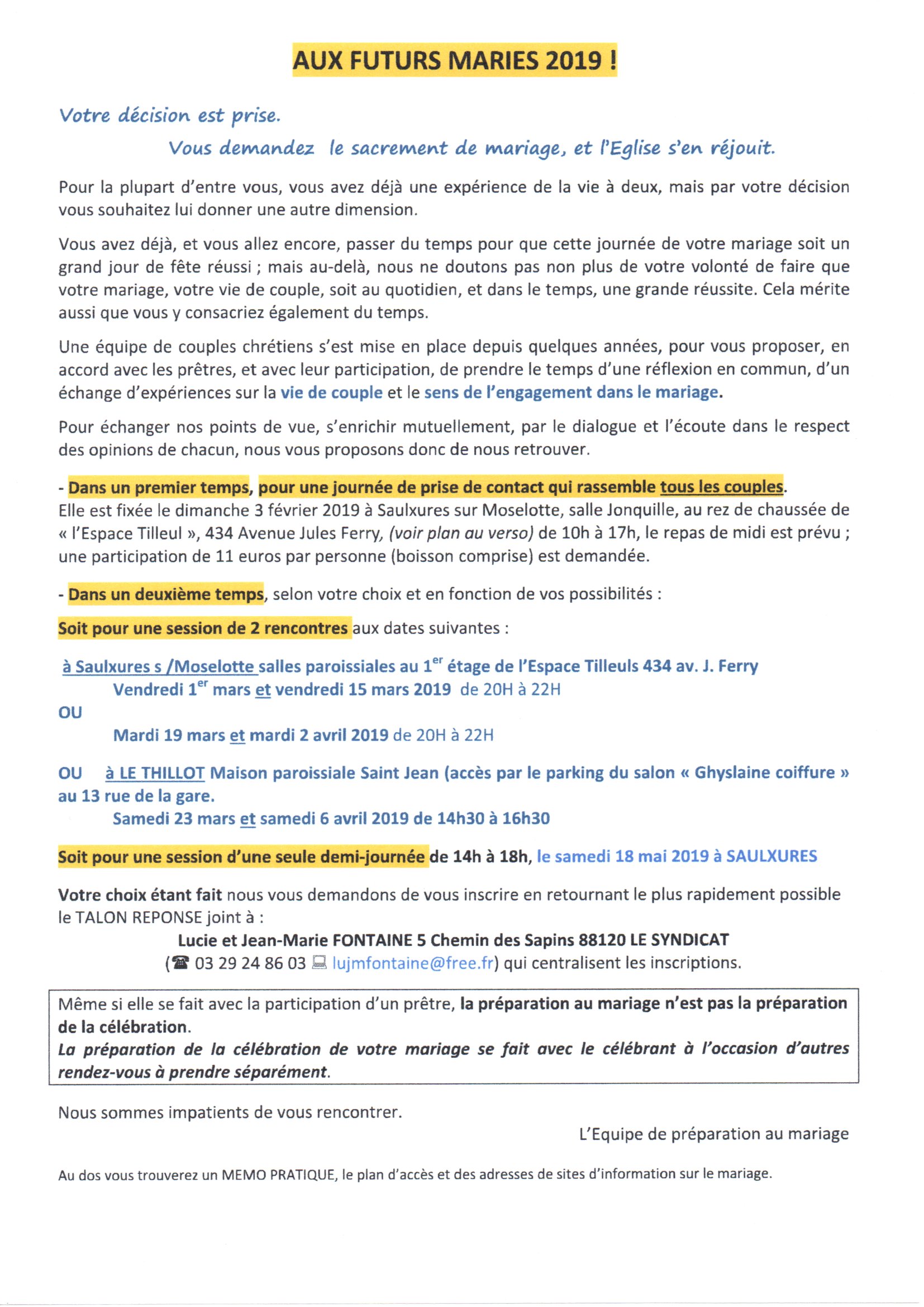 lettre aux futurs mariés