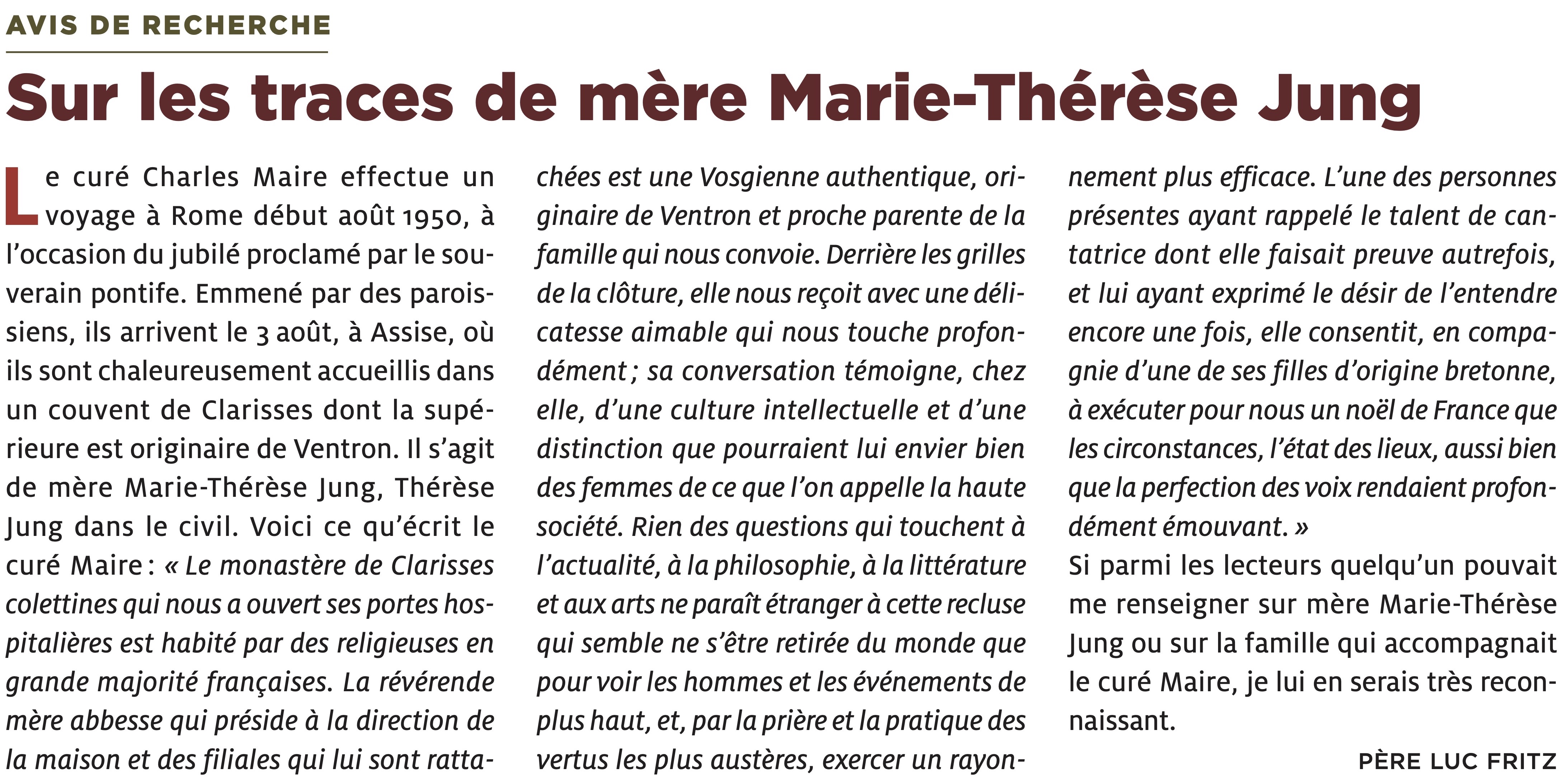 Mère Marie-Thérèse Jung