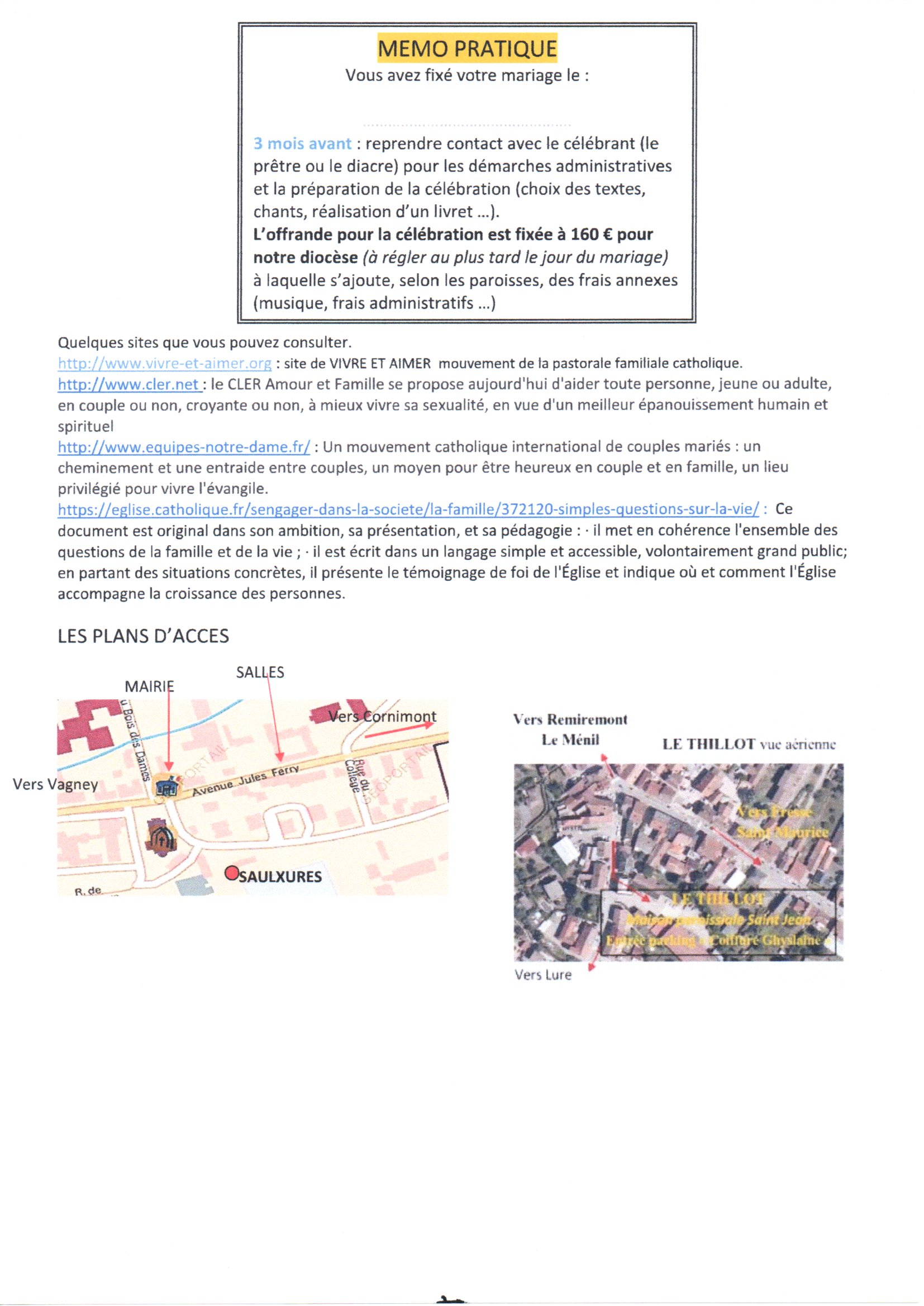 memo pratique, sites à consulter et plan d'accés