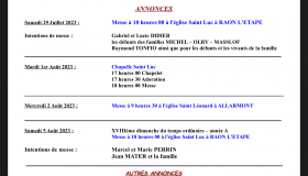 Feuille d’annonces du 29 juillet 2023
