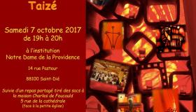 Temps de prière Taizé à la chapelle du collège Notre Dame de la Providence 14 rue Pasteur à Saint-Dié le samedi 7 octobre de 19h à 20h